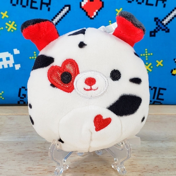 Squishmallow Dustin the Dalmatian 3.5" Clip UltraSoft Valentine's Day Plush NWT - Picture 1 of 12
